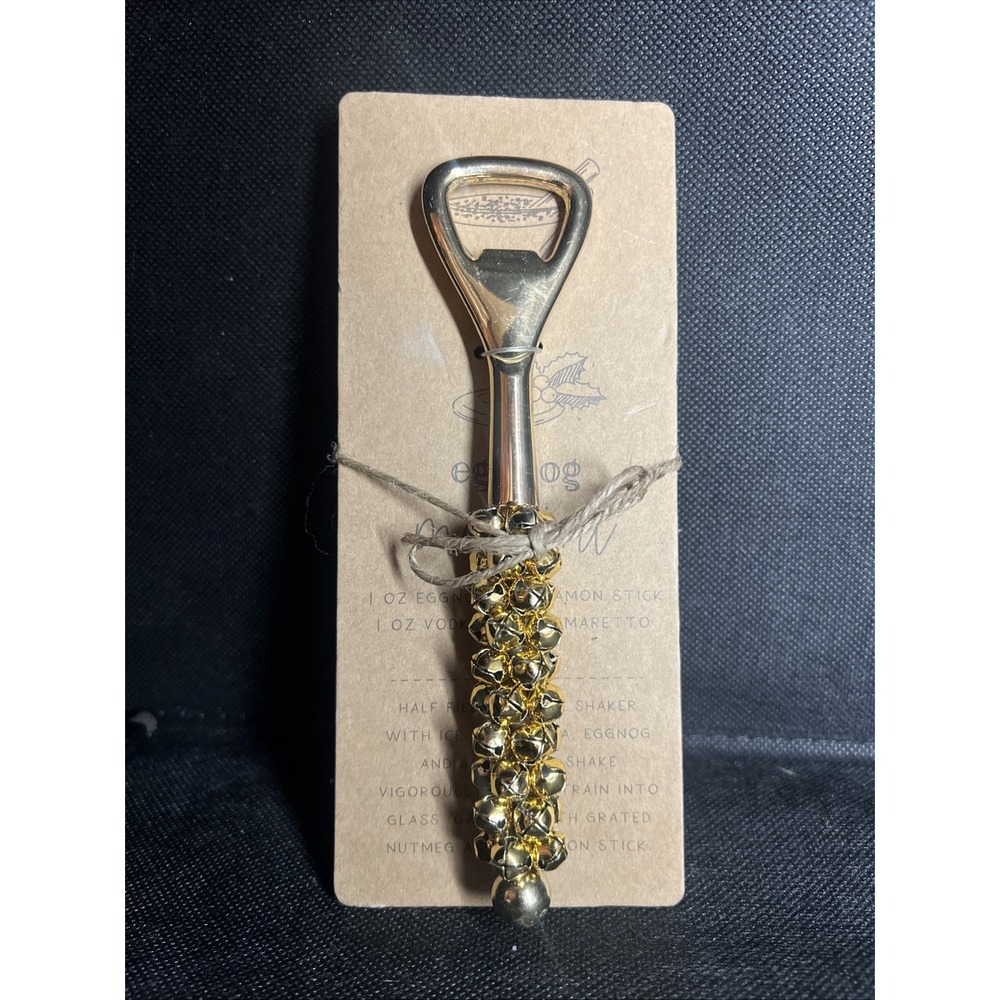 Mud Pie Jingle Bells Bottle Opener 2021 Christmas Gold Tone 6in 48600140